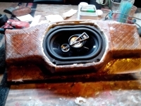 Custom fabrication of a ski boat inlay speaker boxes