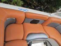 Marking the seat material to cut out speaker opening