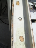 Upper rail damage wood fill holes