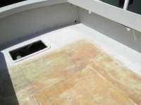 Fiberglass deck finished a engine hatch