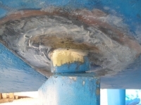 Rudder Damage before picRudder Damage fiberglassed