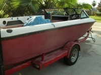 Pro Ski Boat gel coat flake red