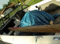 Carpet and upholstery pro ski boat before pic